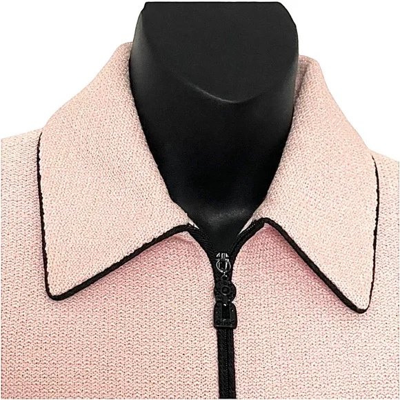 Two-Piece St. John Suit - Pale Pink and Black Jacket PLUS Black Skirt - Size 4 - Picture 5 of 16